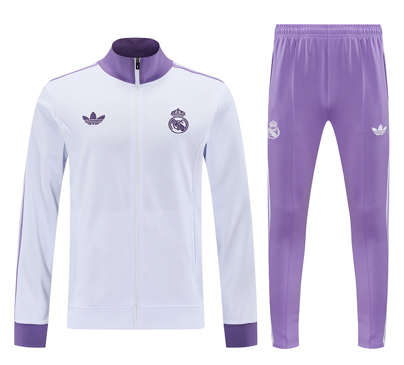 Real Madrid. Buzo Blanco/Púrpura 2025 (Cierre completo)