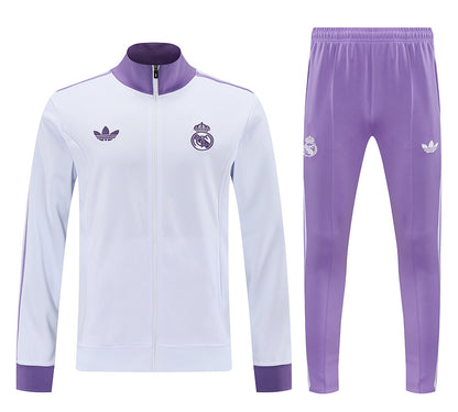 Real Madrid. Buzo Blanco/Púrpura 2025 (Cierre completo)