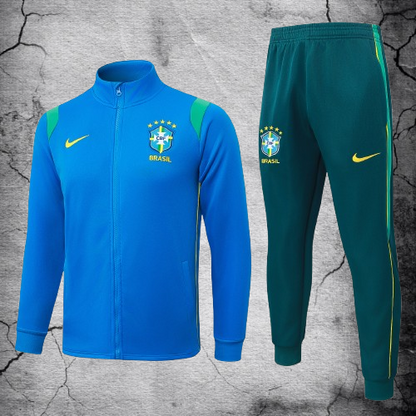 Selección de Brasil. Buzo Celeste/Verde 2026 (Cierre completo)
