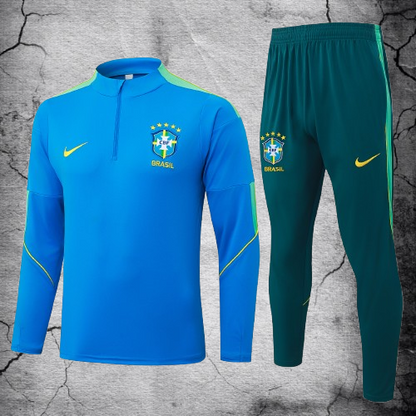 Selección de Brasil. Buzo Celeste/Verde 2026 (Cierre medio)
