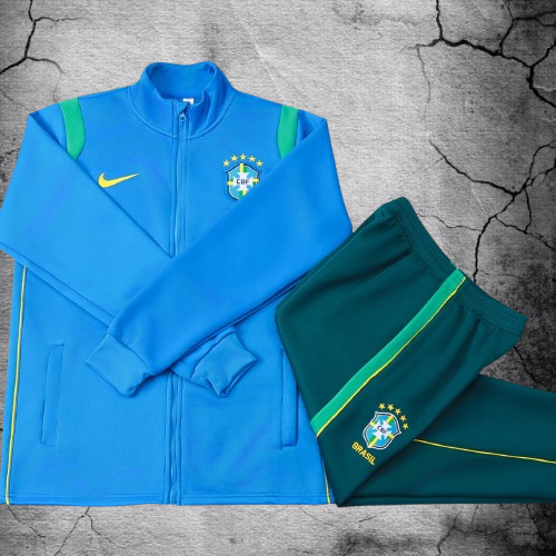 Selección de Brasil. Buzo Celeste/Verde 2026 (Cierre completo)