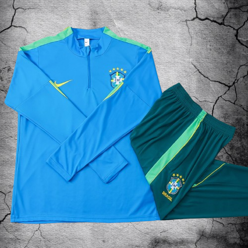 Selección de Brasil. Buzo Celeste/Verde 2026 (Cierre medio)