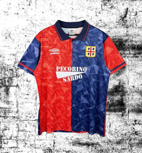 Cagliari. Camiseta local 1992-1993