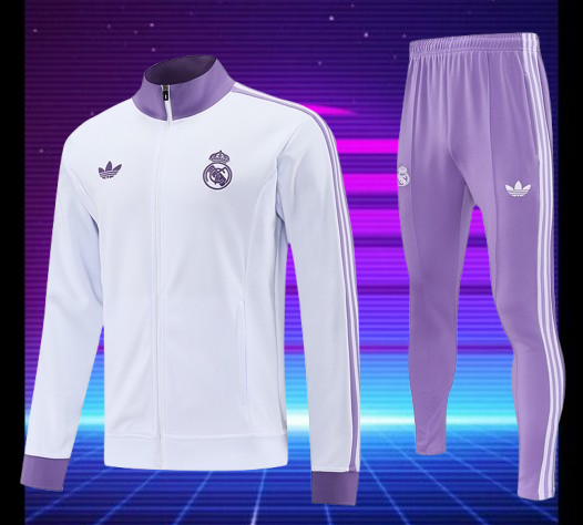 Real Madrid. Buzo Blanco/Púrpura 2025 (Cierre completo)