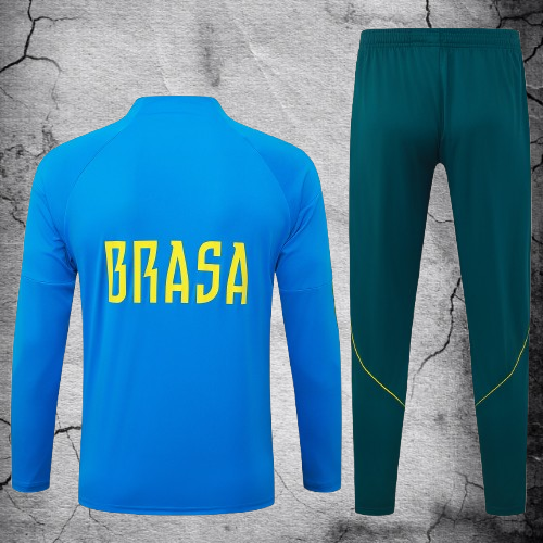 Selección de Brasil. Buzo Celeste/Verde 2026 (Cierre medio)